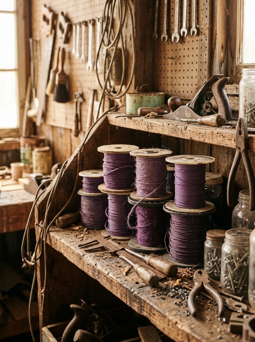 Bobines de filament sur une étagère d'atelier
